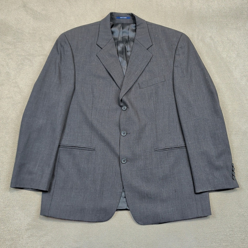 Vintage 90s Ralph Ralph Lauren Blazer Mens 44R Charcoal Grey 100% Wool 3 Button